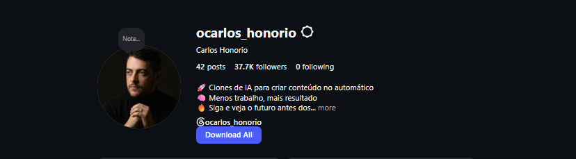 Perfil @ocarlos_honorio com 37,7 mil seguidores